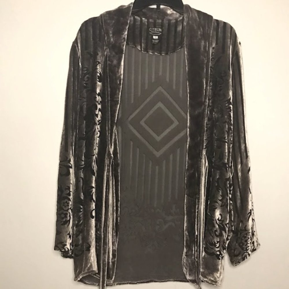 Citron Santa Monica Collection Silk Velet Jacket with Tie